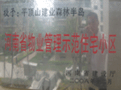 2008年12月17日，平頂山森林半島被 評為"河南省物業(yè)管理示范住宅小區(qū)"榮譽稱號。